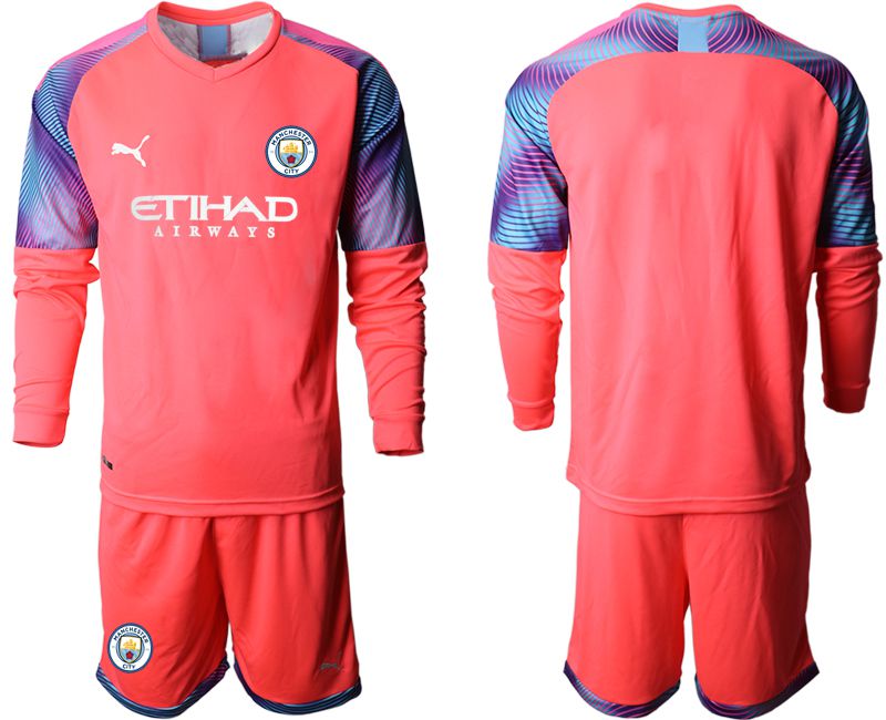 Men 2019-2020 club Manchester City pink goalkeeper long sleeve Soccer Jerseys